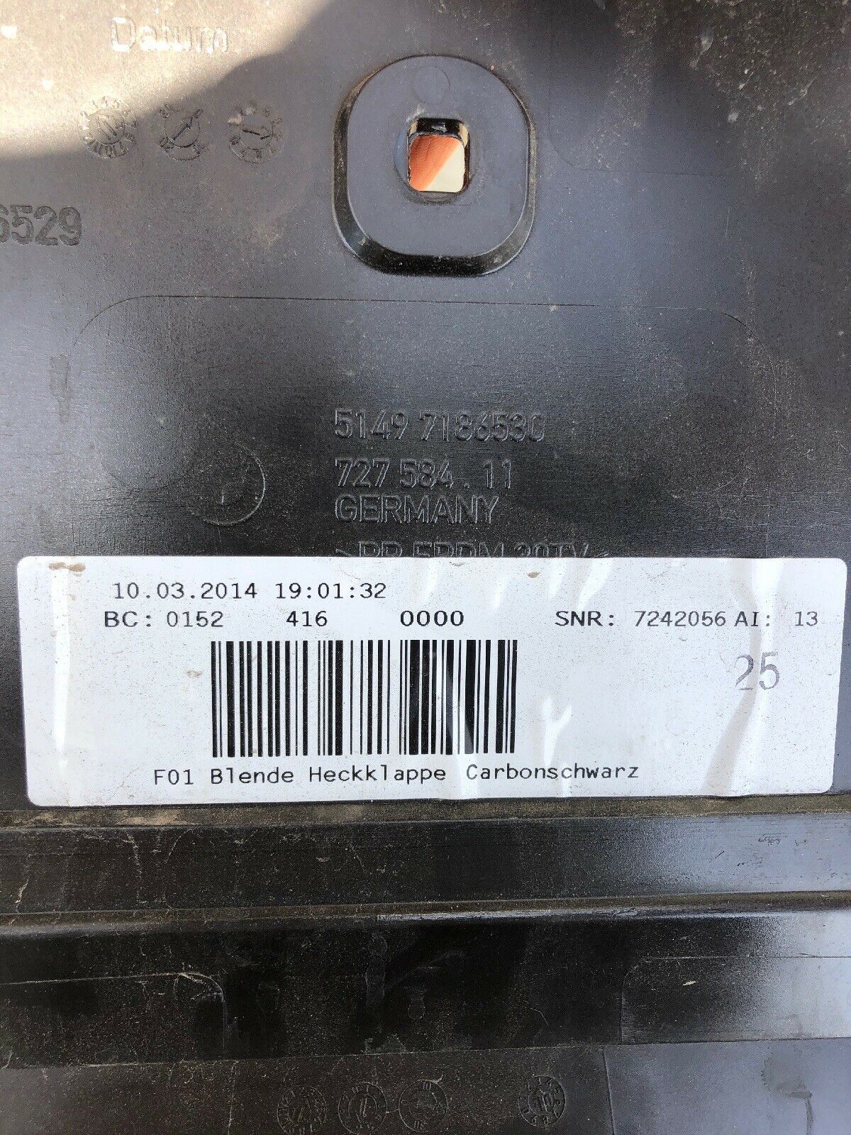 ORIGINAL BMW F01 Heckklappe mit Blende Kofferraumdeckel Carbonschwarz