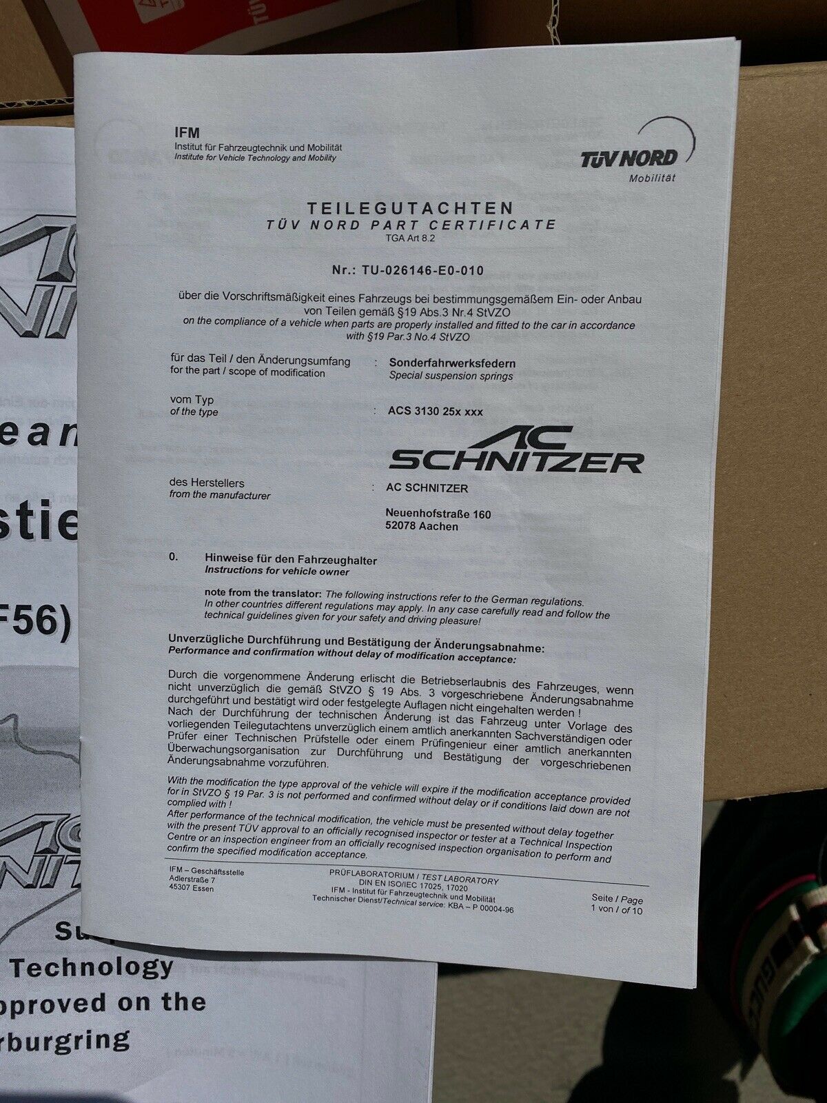 AC SCHNITZER MINI COOPER F56 X1 F48 Tieferlegungsfedern 3353256110 - 3133256110