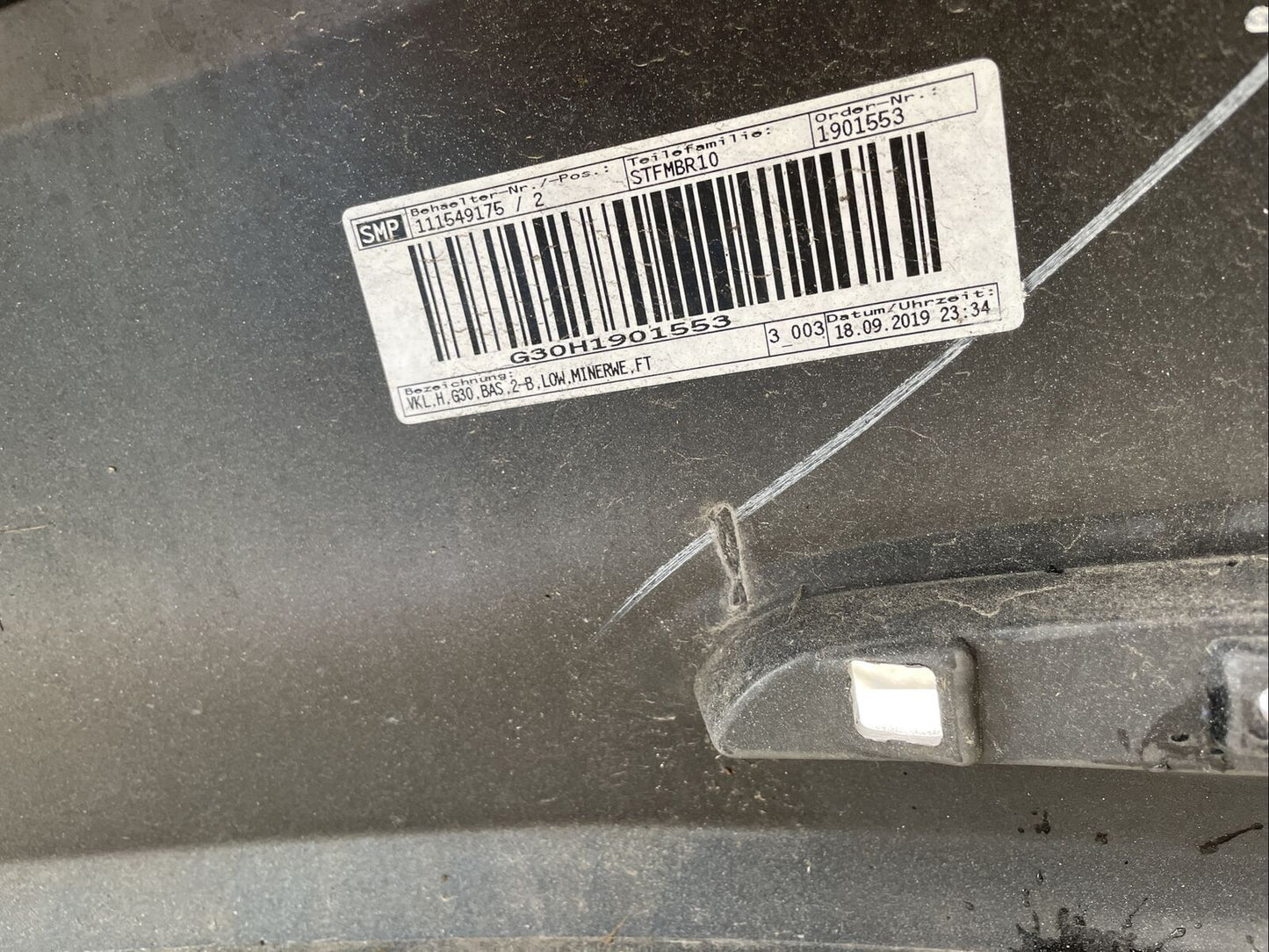 BMW G30 LIMOUSINE Basis Stoßstange PDC PARKASSISTENT HINTEN MINERALWEISS 7387294