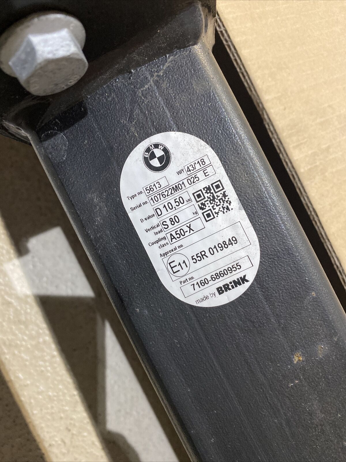 ORIG BMW X1 F48 ANHÄNGERKUPPLUNG abnehmbar QUERTRÄGER Verstärkung 9464289 NEUW.